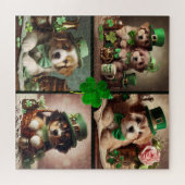 St Patrick's Day Schattigee Ierse Puppies in Groen Legpuzzel (Horizontaal)