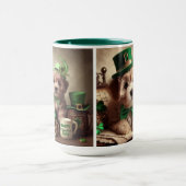 St Patrick's Day Schattigee Ierse Teddybeer Puppie Mok (Midden)