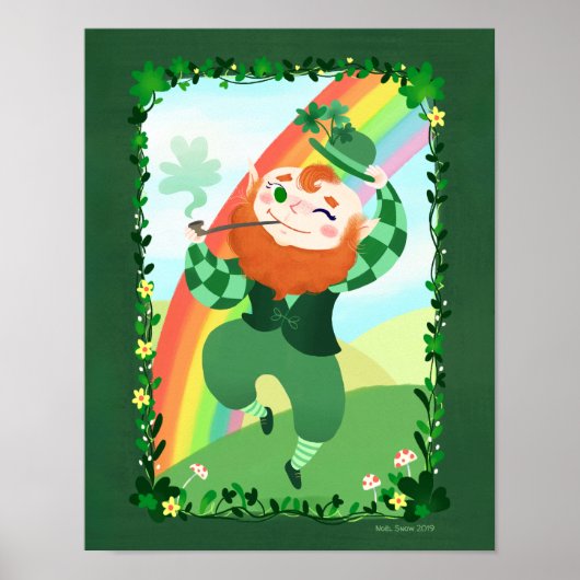 St. Patrick's Day Schattigee Leprechaun Art Print (Voorkant)