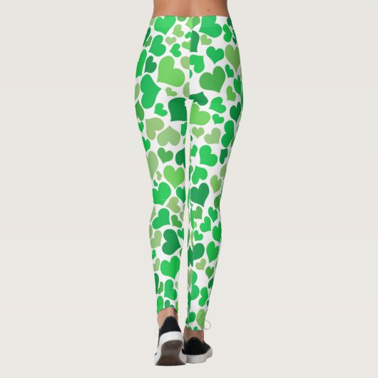 St. Patrick's Day Schattigee Lucky Green Hearts Mo Leggings (Achterkant)
