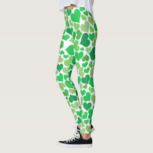 St. Patrick's Day Schattigee Lucky Green Hearts Mo Leggings (Links)