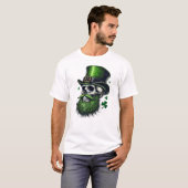 St. Patrick's Day Schedel met groene baard T-shirt (Voorkant volledig)