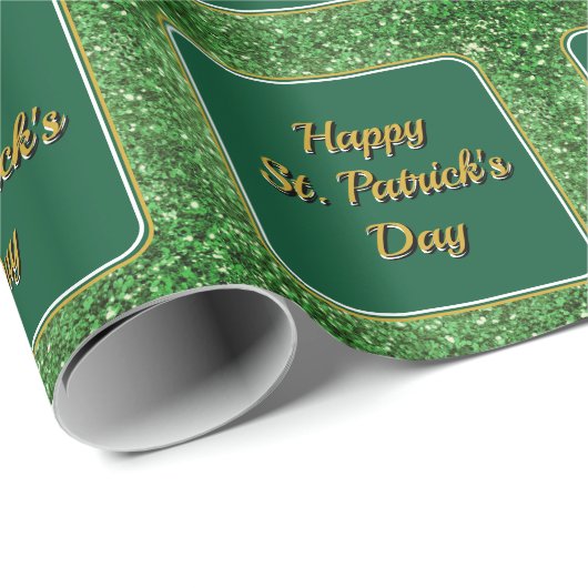 St. Patrick's Day schitteren glitter groen patroon Cadeaupapier (Rol Hoek)