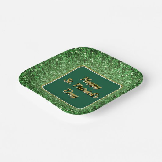 St. Patrick's Day schitteren glitter groen patroon Papieren Bordje (Gebogen)
