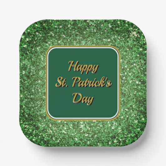 St. Patrick's Day schitteren glitter groen patroon Papieren Bordje (Voorkant)