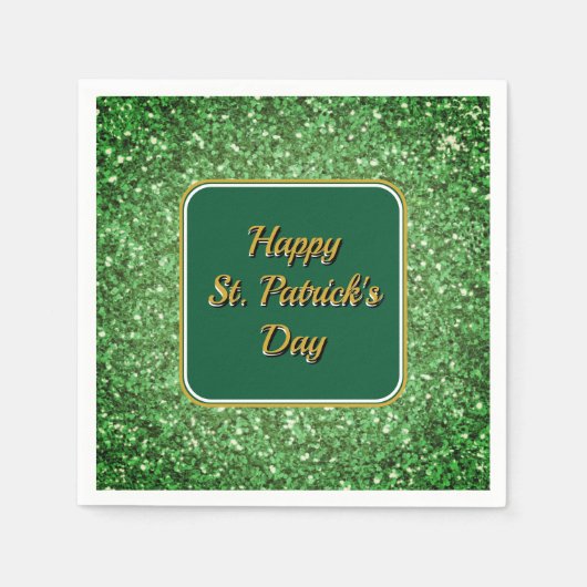St. Patrick's Day schitteren glitter groen patroon Servet (Voorkant)