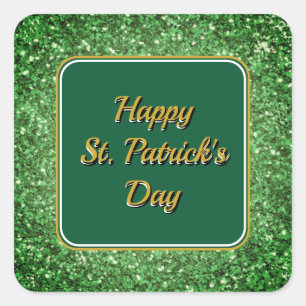 St. Patrick's Day schitteren glitter groen patroon Vierkante Sticker