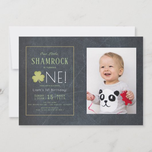 St. Patrick's Day schoolbord foto 1e verjaardag Kaart (Voorkant)