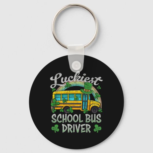 St Patricks Day Schoolbus Voor Gelukkigigste Schoo Sleutelhanger (Voorkant)