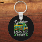 St Patricks Day Schoolbus Voor Gelukkigigste Schoo Sleutelhanger (Voorkant)