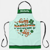 St. Patrick's Day Schort - Custom Name Keuken Gift (Voorkant)