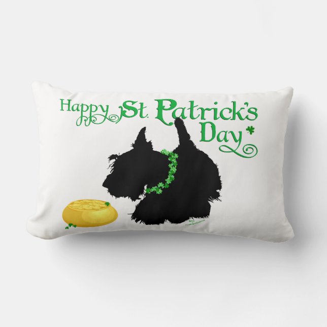St. Patrick's Day Schotse Terrier Kussen (Voorkant)