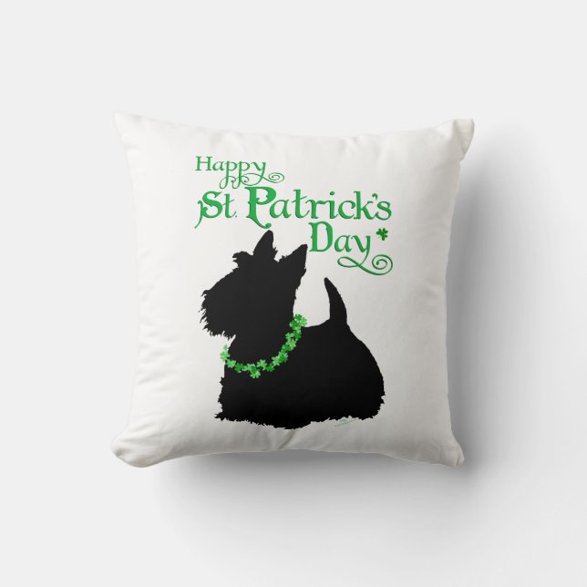 St. Patrick's Day Schotse Terrier Kussen (Voorkant)