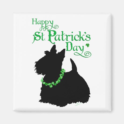 St. Patrick's Day Schotse Terrier Magneet (Voorkant)