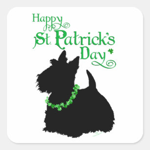 St. Patrick's Day Schotse Terrier Vierkante Sticker