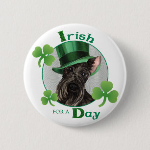 St. Patrick's Day Scottish Terrier Ronde Button 5,7 Cm