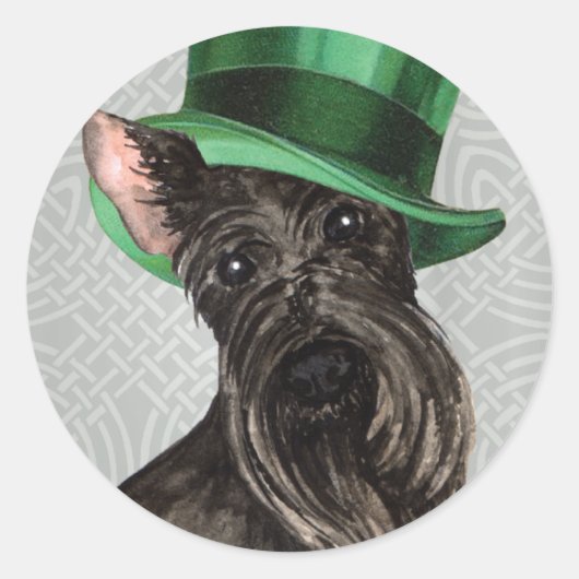 St. Patrick's Day Scottish Terrier Ronde Sticker (Voorkant)
