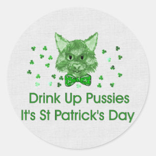 St Patrick's Day Scrapper Cat Ronde Sticker