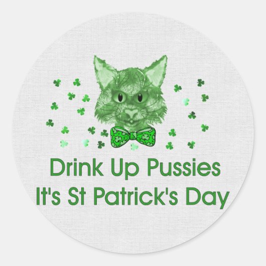 St Patrick's Day Scrapper Cat Ronde Sticker (Voorkant)