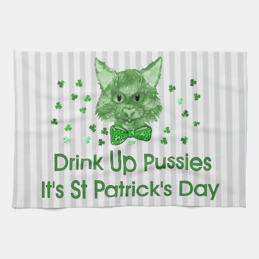 St Patrick's Day Scrapper Cat Theedoek (Horizontaal)