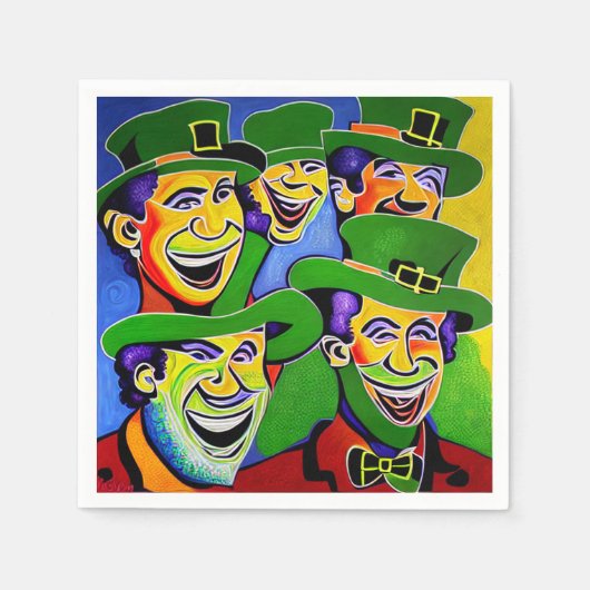 St. Patrick's Day servetten met kabouters (Voorkant)