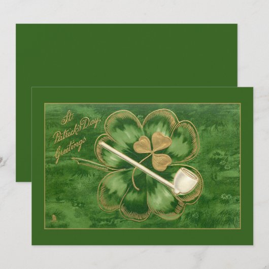 St. Patrick's Day Shamrock and Pipe Feestdagenkaart (Voorkant / Achterkant)