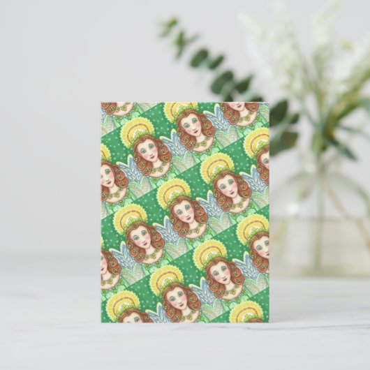 ST. PATRICK'S DAY SHAMROCK ANGEL, IRISH BLESSINGS FEESTDAGENKAART (Staand voorkant)