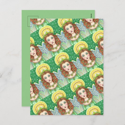 ST. PATRICK'S DAY SHAMROCK ANGEL, IRISH BLESSINGS FEESTDAGENKAART (Voorkant / Achterkant)