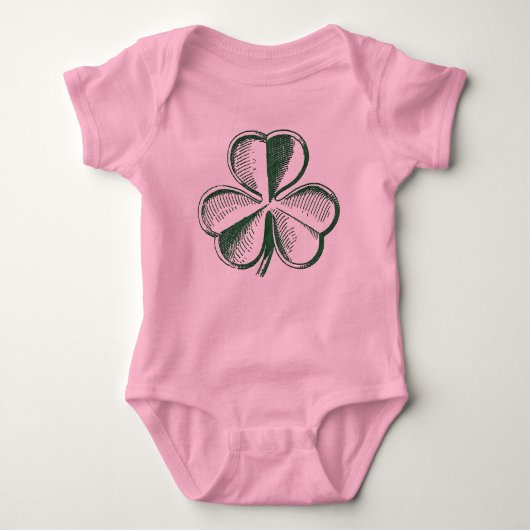 St. Patrick's Day Shamrock Baby Roze Onesie Romper (Voorkant)