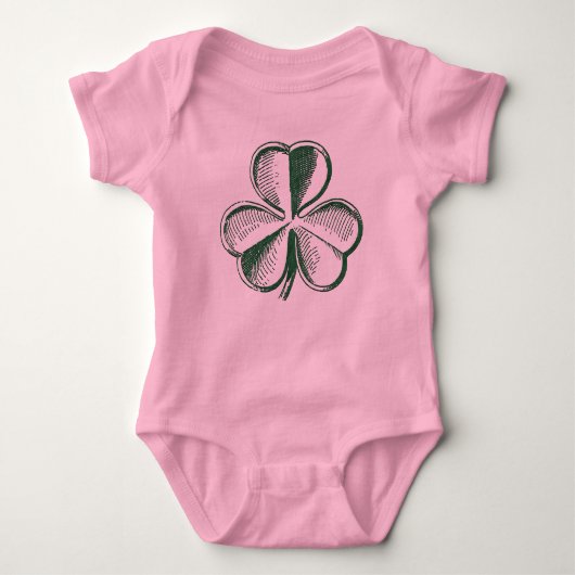 St. Patrick's Day Shamrock Baby Roze Rompertje Romper (Voorkant)