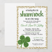 St. Patrick's Day Shamrock Baby shower Invitation Kaart (Voorkant / Achterkant)