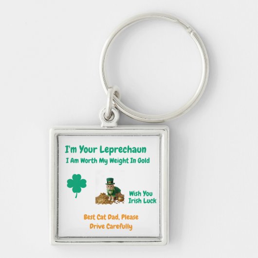 St. Patrick's Day Shamrock Beste Kat Vader Humor Sleutelhanger (Voorkant)