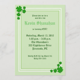 St. Patrick's Day Shamrock Birthday Invitation 5x7 Kaart