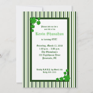 St. Patrick's Day Shamrock Birthday Invitation 5x7 Kaart