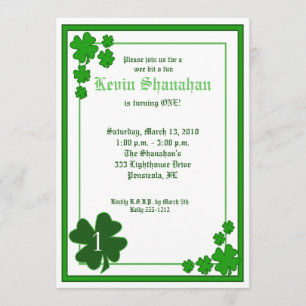 St. Patrick's Day Shamrock Birthday Invitation 5x7 Kaart