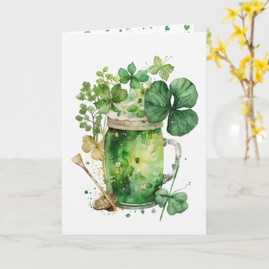 St. Patrick's Day Shamrock Bouquet Kaart (Gele Bloem)