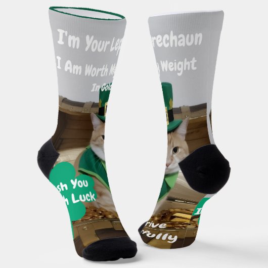 St Patrick's Day Shamrock Cat Humor Sokken (Gebogen)