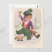  St. Patricks Day Shamrock Champagne Briefkaart (Voorkant / Achterkant)