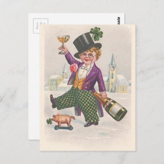 St. Patricks Day Shamrock Champagne Briefkaart (Voorkant / Achterkant)