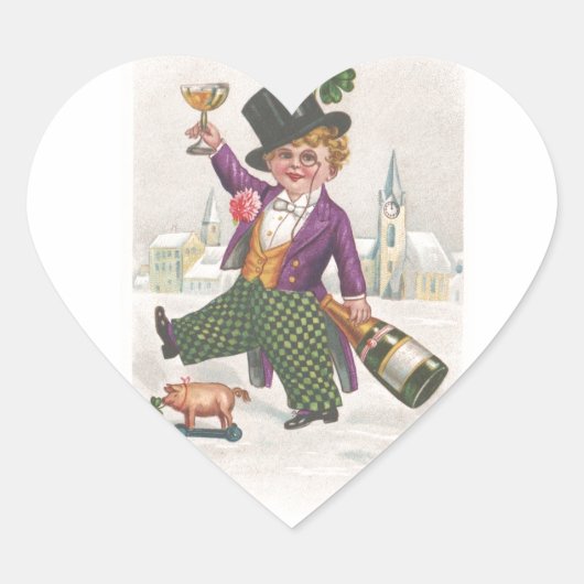  St. Patricks Day Shamrock Champagne Hart Sticker (Voorkant)