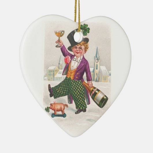  St. Patricks Day Shamrock Champagne Keramisch Ornament (Rechts)