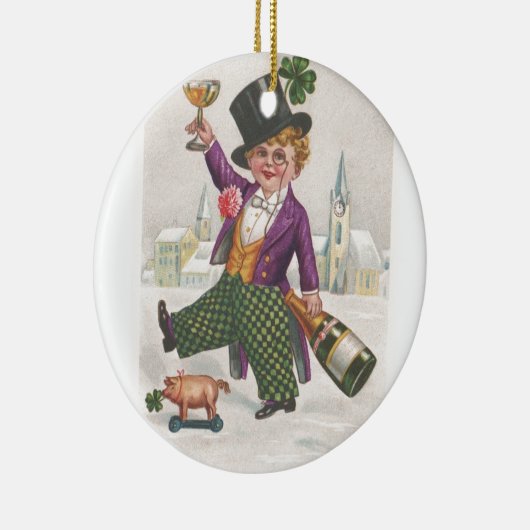 St. Patricks Day Shamrock Champagne Keramisch Ornament (Rechts)