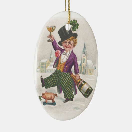  St. Patricks Day Shamrock Champagne Keramisch Ornament (Rechts)