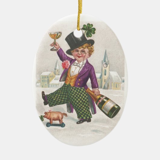  St. Patricks Day Shamrock Champagne Keramisch Ornament (Voorkant)