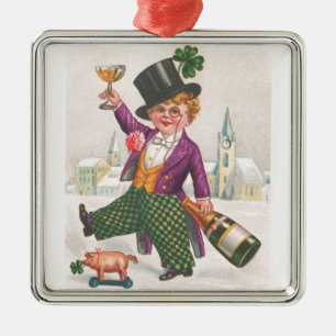  St. Patricks Day Shamrock Champagne Metalen Ornament