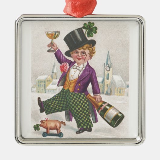  St. Patricks Day Shamrock Champagne Metalen Ornament (Voorkant)