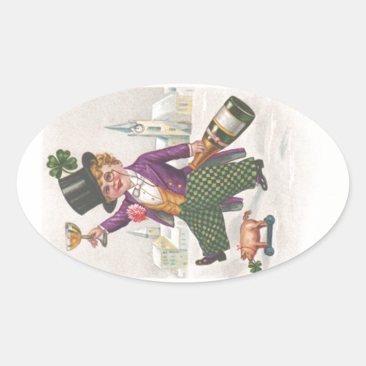  St. Patricks Day Shamrock Champagne Ovale Sticker (Voorkant)