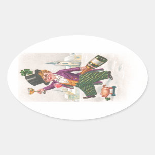  St. Patricks Day Shamrock Champagne Ovale Sticker