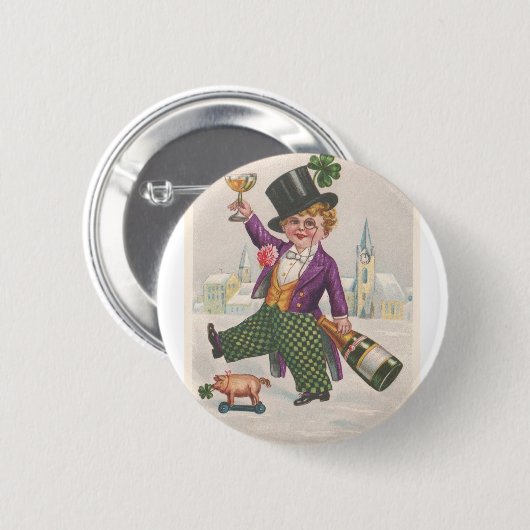 St. Patricks Day Shamrock Champagne Ronde Button 5,7 Cm (Voorkant /achterkant)