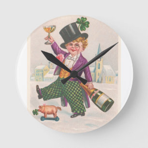 St. Patricks Day Shamrock Champagne Ronde Klok